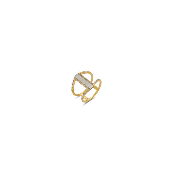14k Yellow Gold Mother of Pearl & Diamond Ring Orin Jewelers Northville, MI