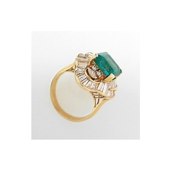 Estate - Exquisite 18K Emerald & Diamond Ballerina Ring Image 2 Orin Jewelers Northville, MI