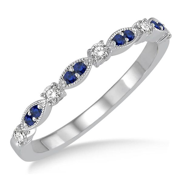 14k White Gold Sapphire & Diamond Band Orin Jewelers Northville, MI