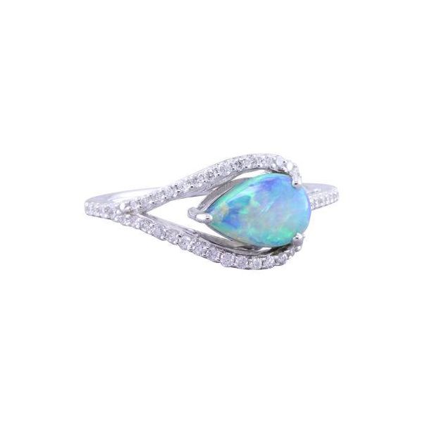 14k White Gold Australian Opal & Diamond Ring Orin Jewelers Northville, MI