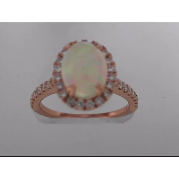 14k Rosé Gold Opal & Diamond Ring Orin Jewelers Northville, MI