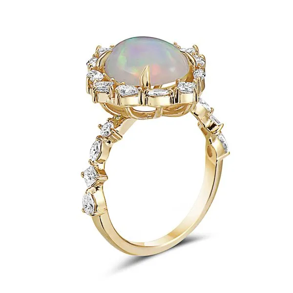 14k Yellow Gold Ethipoian Opal & Diamond Fashion Ring Image 2 Orin Jewelers Northville, MI