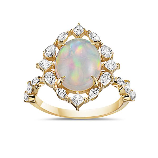 14k Yellow Gold Ethipoian Opal & Diamond Fashion Ring Orin Jewelers Northville, MI
