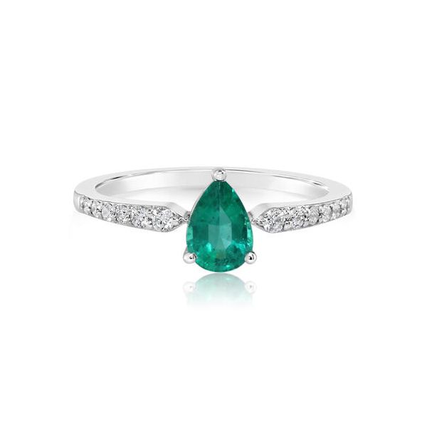14k White Gold Emerald & Diamond Ring Orin Jewelers Northville, MI