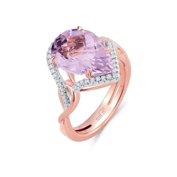 14k Ros Gold Amethyst Diamond Ring