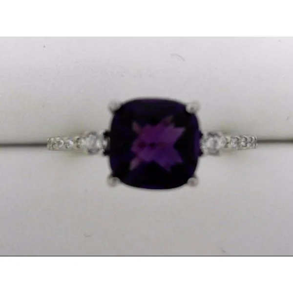 14K White Gold Amethyst and Diamond Fashion Ring Orin Jewelers Northville, MI