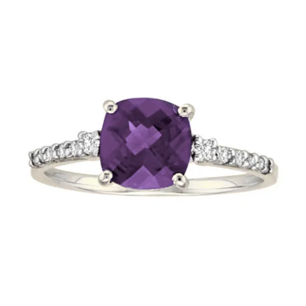 14K White Gold Amethyst and Diamond Fashion Ring Orin Jewelers Northville, MI