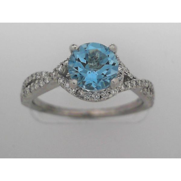 14k White Gold Diamonds & Blue Topaz Fashion Ring Orin Jewelers Northville, MI