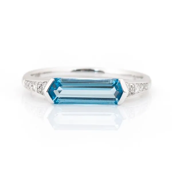 14k White Gold BlueTopaz & Diamond Ring Orin Jewelers Northville, MI
