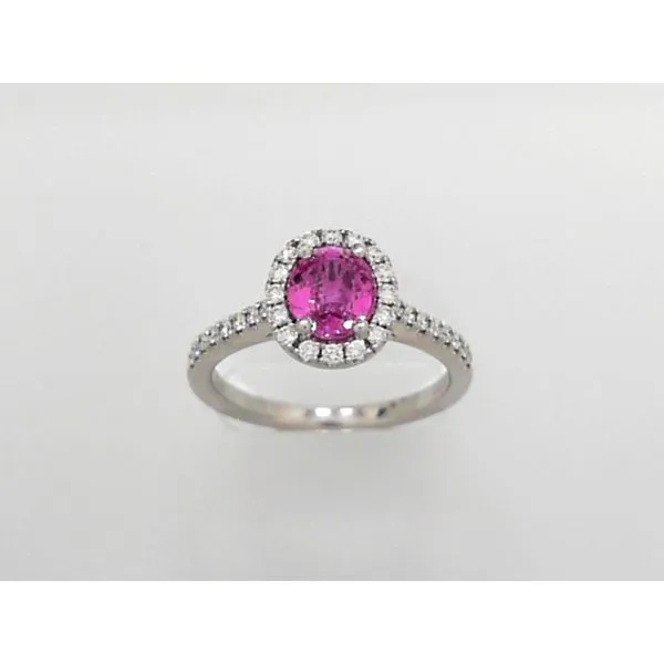 18K White Gold Pink Sapphire & Diamond Ring Orin Jewelers Northville, MI