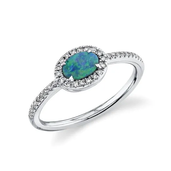 14k White Gold Opal Doublet & Diamond Ring Orin Jewelers Northville, MI