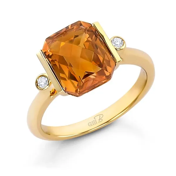 14k Yellow Gold Citrine & Diamond Ring Orin Jewelers Northville, MI