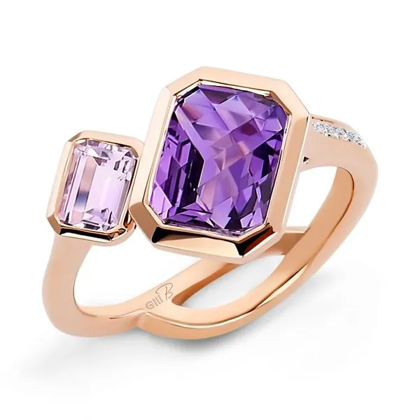 14K Rose Gold Amethyst & Diamond Ring Orin Jewelers Northville, MI