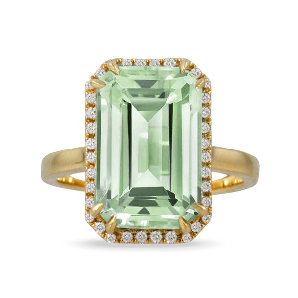 18k Yellow Gold Green Amethyst & Diamond RIng Orin Jewelers Northville, MI