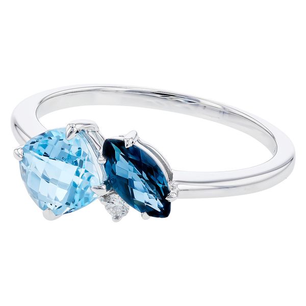 14k White Gold Blue Topaz & Diamond Ring Image 2 Orin Jewelers Northville, MI