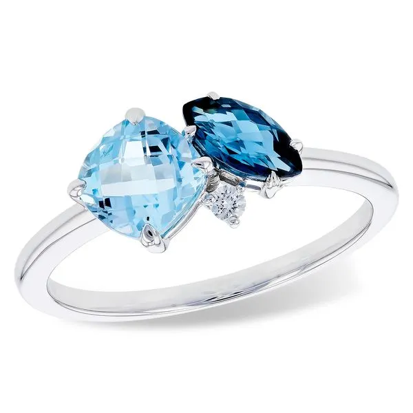 14k White Gold Blue Topaz & Diamond Ring Orin Jewelers Northville, MI