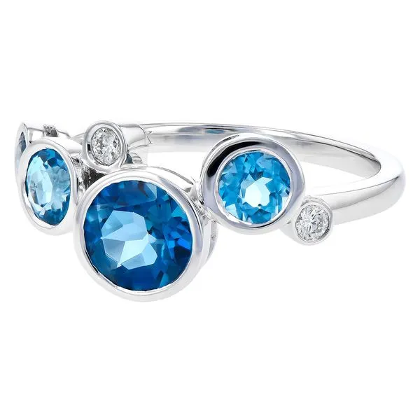 14k White Gold Blue Topaz & Diamond Ring Image 2 Orin Jewelers Northville, MI