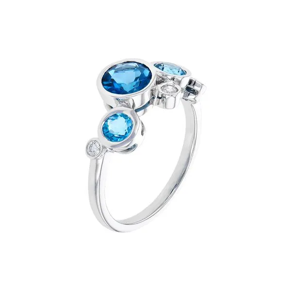 14k White Gold Blue Topaz & Diamond Ring Image 3 Orin Jewelers Northville, MI