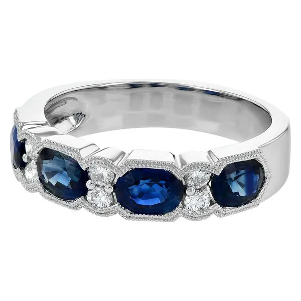 14K White Gold Sapphire & Diamond Ring Image 2 Orin Jewelers Northville, MI