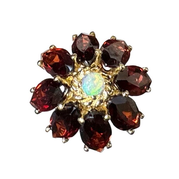 Estate Collection - 14K Yellow Gold Garnet & Opal Ring Orin Jewelers Northville, MI
