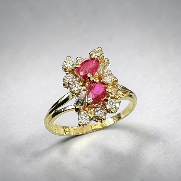 Estate Collection - 18K Yellow Gold Ruby & Diamond Ring Orin Jewelers Northville, MI