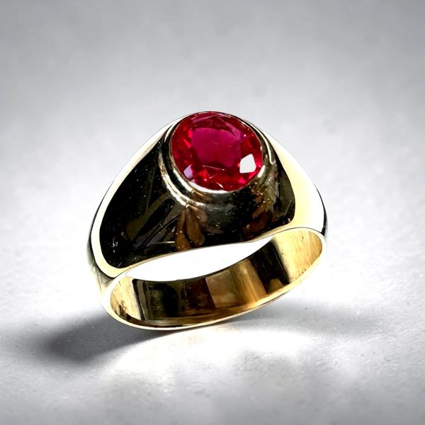 Estate Collection - 18K Yellow Gold Synthetic Ruby Fashion Ring Orin Jewelers Northville, MI
