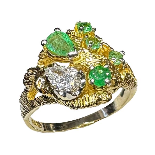 Estate Collection - 14K Yellow Gold Emerald & Diamond Ring Orin Jewelers Northville, MI
