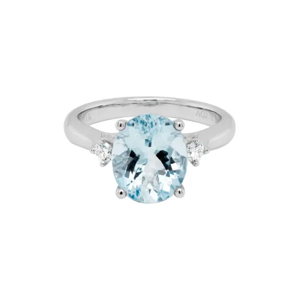 14K White Gold Aquamarine & Diamond Ring Orin Jewelers Northville, MI