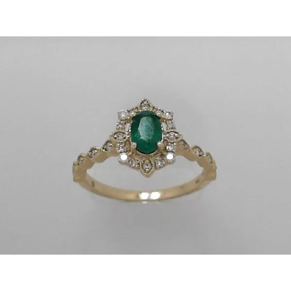 14K yellow Gold Emerald & Diamond Fashion Ring Orin Jewelers Northville, MI