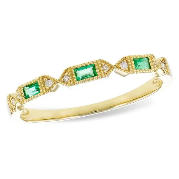 14K Yellow Gold Emerald & Diamond Band Orin Jewelers Northville, MI