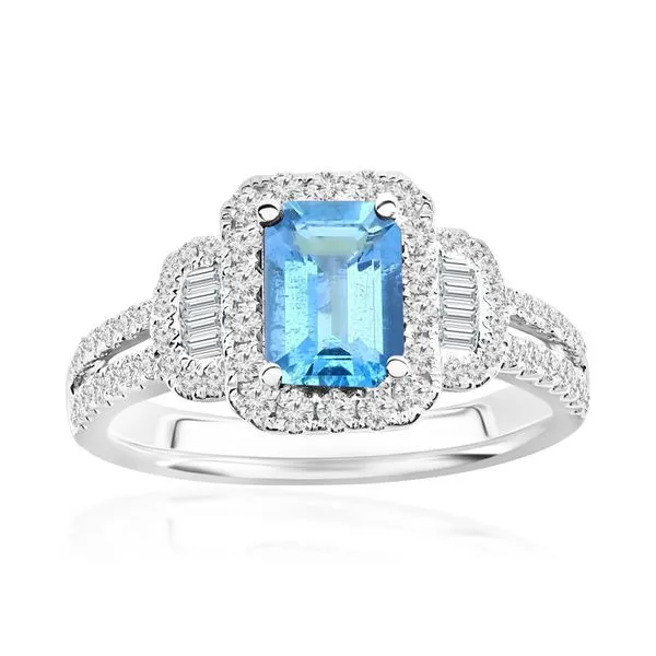 14K White Gold Aquamarine & Diamond Ring Orin Jewelers Northville, MI