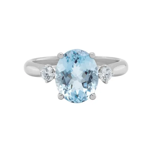 14K White Gold Aquamarine & Diamond Ring Orin Jewelers Northville, MI