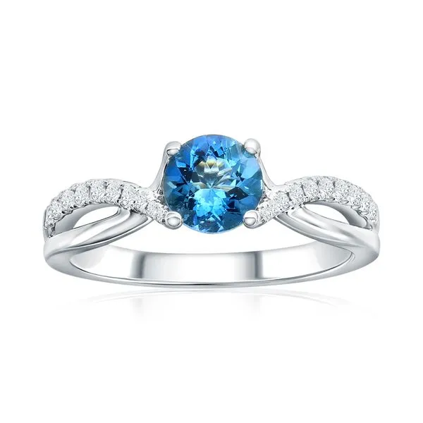 14K White Gold Aquamarine & Diamond Ring Orin Jewelers Northville, MI