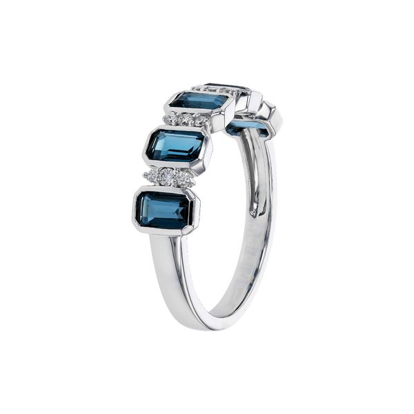 14K White Gold Blue Topaz & Diamond Ring Image 3 Orin Jewelers Northville, MI
