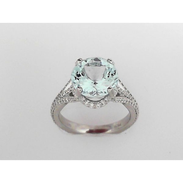 14k White Gold Aquamarine & Diamond Ring Orin Jewelers Northville, MI