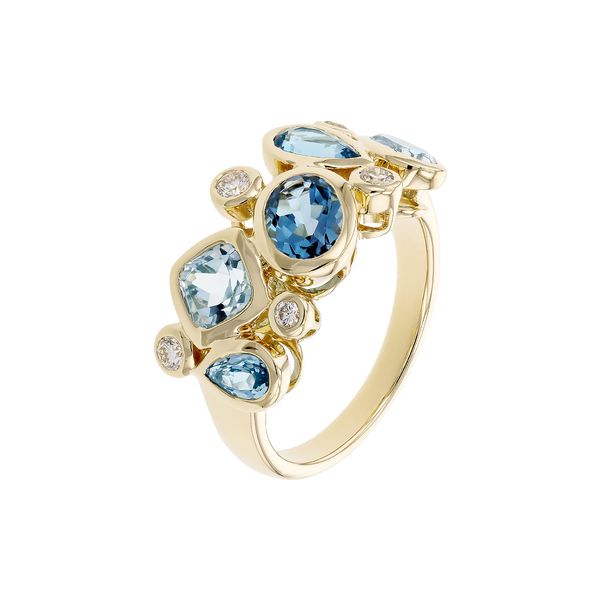 14K Yellow Gold Blue Topaz & Diamond Ring Image 3 Orin Jewelers Northville, MI