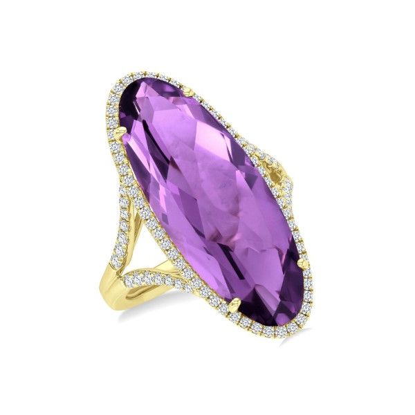 14K Yellow Gold Amethyst & Diamond Ring Orin Jewelers Northville, MI