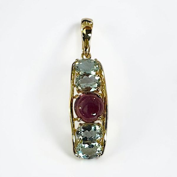 14K Ruby & Aquamarine Pendant Drop Orin Jewelers Northville, MI