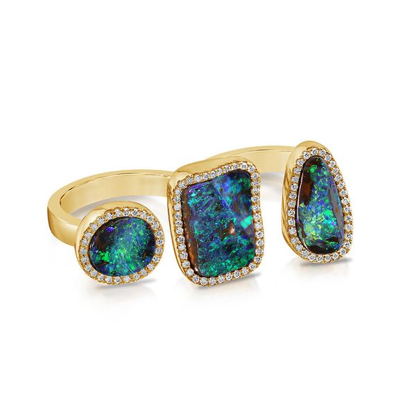 14K Yellow Gold Australian Boulder Opal & Diamond Ring Orin Jewelers Northville, MI