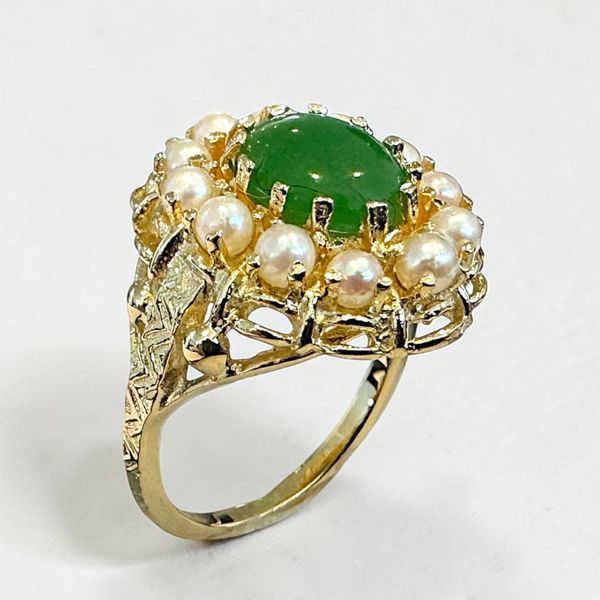14K Jade & Pearl Ring Image 2 Orin Jewelers Northville, MI