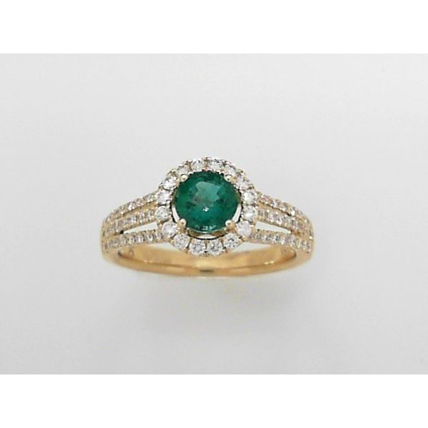 18K Yellow Gold Emerald & Diamond Ring Orin Jewelers Northville, MI
