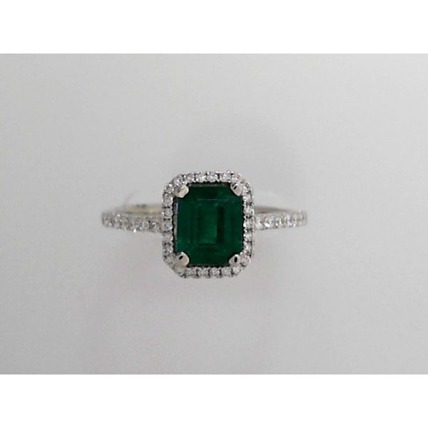 18K White Gold Emerald & Diamond Ring Image 2 Orin Jewelers Northville, MI