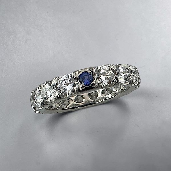 Platinum Emerald & Diamond Eternity Ring Image 2 Orin Jewelers Northville, MI