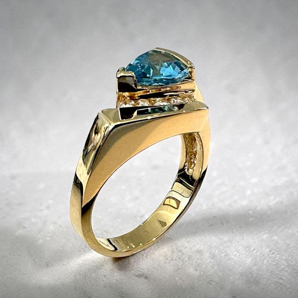 14K Blue Topaz & Diamond Ring Image 2 Orin Jewelers Northville, MI