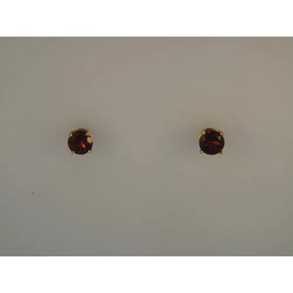 Lady's 14 Karat Yellow Gold Garnet Stud Earrings Orin Jewelers Northville, MI