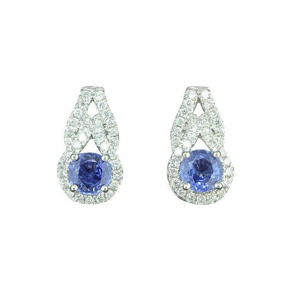 14k White Gold Sapphire & Diamond Earrings Orin Jewelers Northville, MI