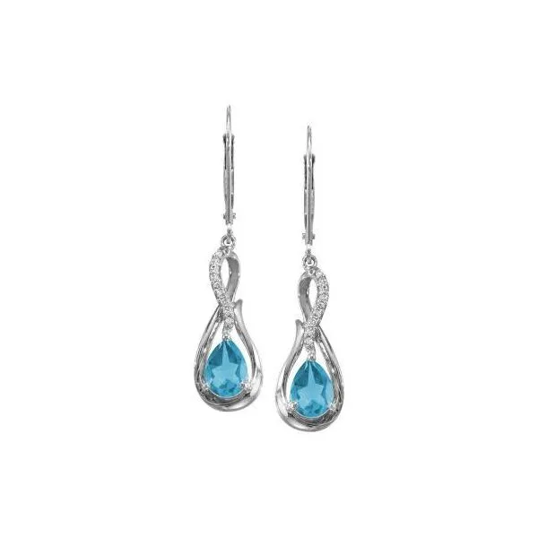 14k White Gold Blue Topaz & Diamond Earrings Orin Jewelers Northville, MI