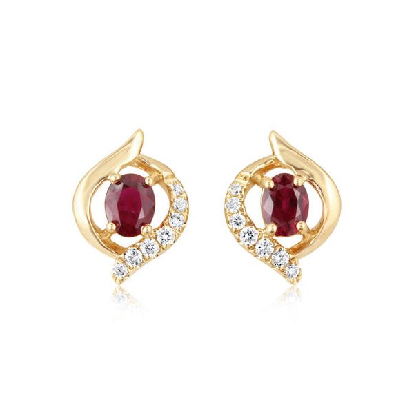 14k Yellow Gold Ruby & Diamond Earrings Orin Jewelers Northville, MI
