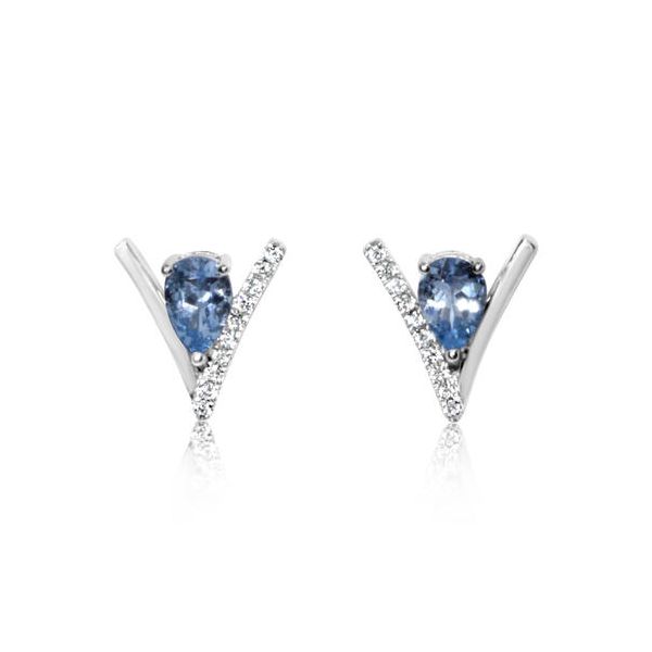 14k White Gold Aquamarine & Diamond Earrings Orin Jewelers Northville, MI