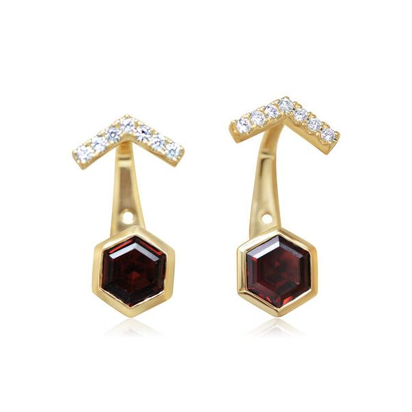 14k Yellow Gold Garnet & Diamond Earrings Orin Jewelers Northville, MI